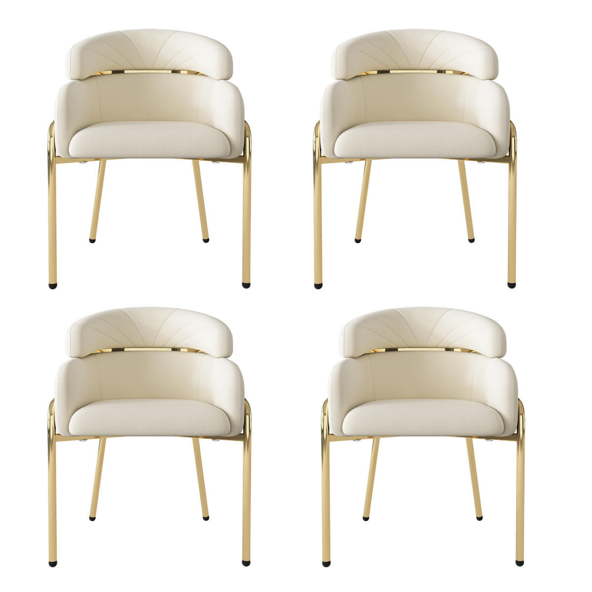 ESSZIMMERSTUHL 4er Set Samt Beige Metallbeine - Beige, Textil (54.5/78/57cm) - FLIEKS