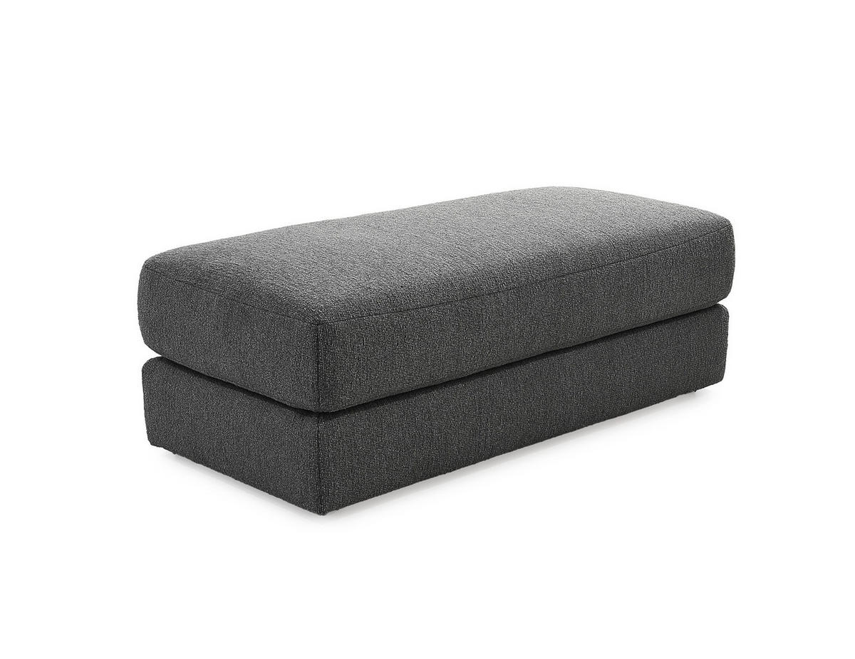 POLSTERHOCKER Federkern B124/T60/H40 cm Flachgewebe-Bezug Dunkelgrau / 15254 - Dunkelgrau/Schwarz, Kunststoff/Textil (124/40/60cm) - luma-home