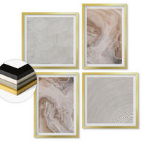 WANDBILDER 4er Set - 50x50 cm & 40x60 cm Goldrahmen - Marmorstein-Texturmuster - Goldfarben, Kunststoff (50/50cm) - ArtPrintCave