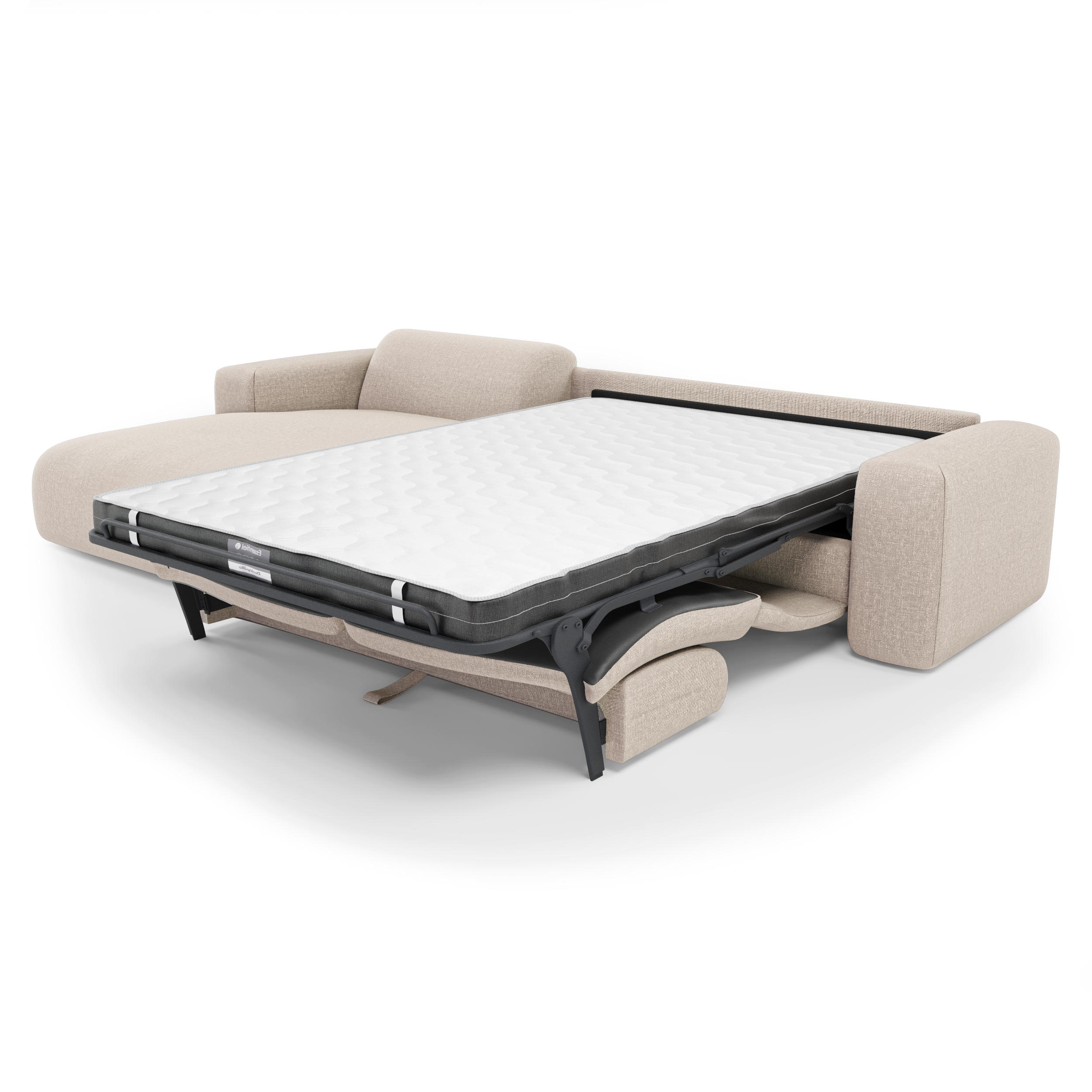 ECKSOFA LINKS SCHLAFSOFA Dunlopillo 5 Plätze Stoff beige - Beige, Textil (165/280cm) - Sia Home