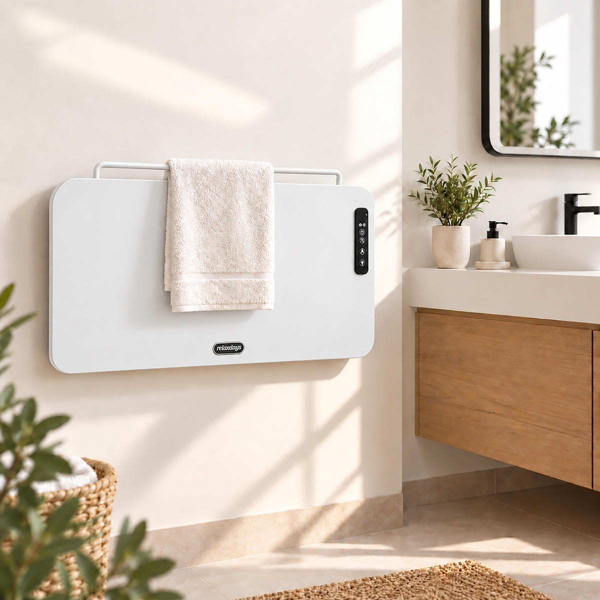 OHŘÍVAČ Bílý infračervený dálkové ovládání WLAN - bílá, kov (72.5/48/24.5cm) - Relaxdays