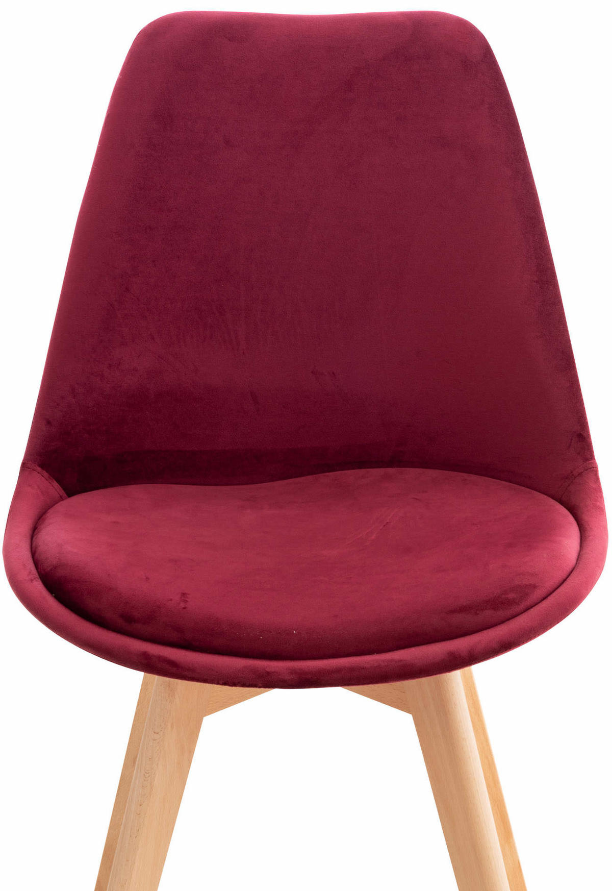STUHL 4er Set Samt bordeauxrot - Eukalyptusholzfarben/Bordeaux, Holz/Textil (49/83/50cm) - CLP