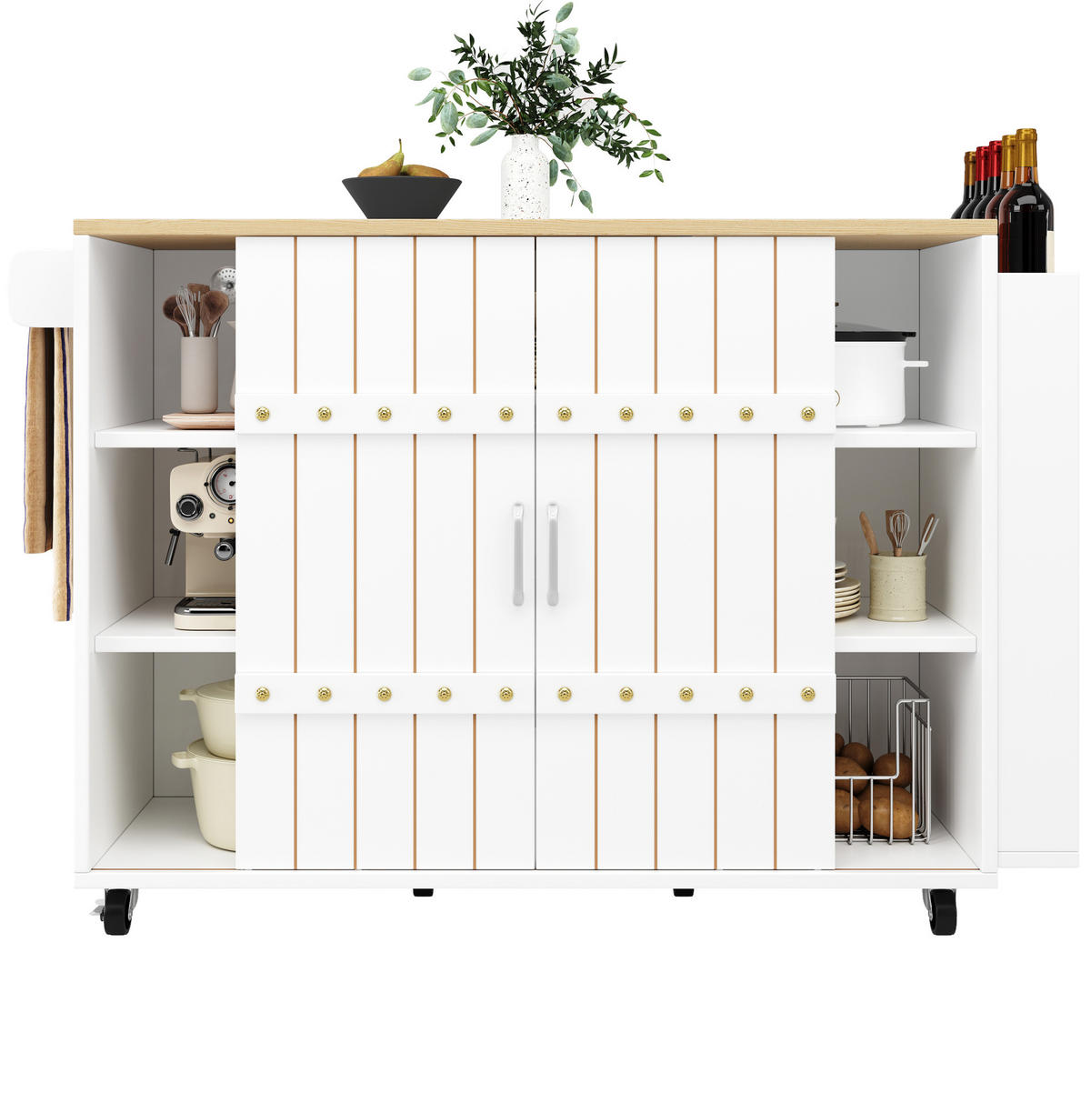 KÜCHENINSEL mit Klapptisch 110 x 42 x 90 cm Weiß - Weiß, Holz (42/90/110cm) - Beauniv