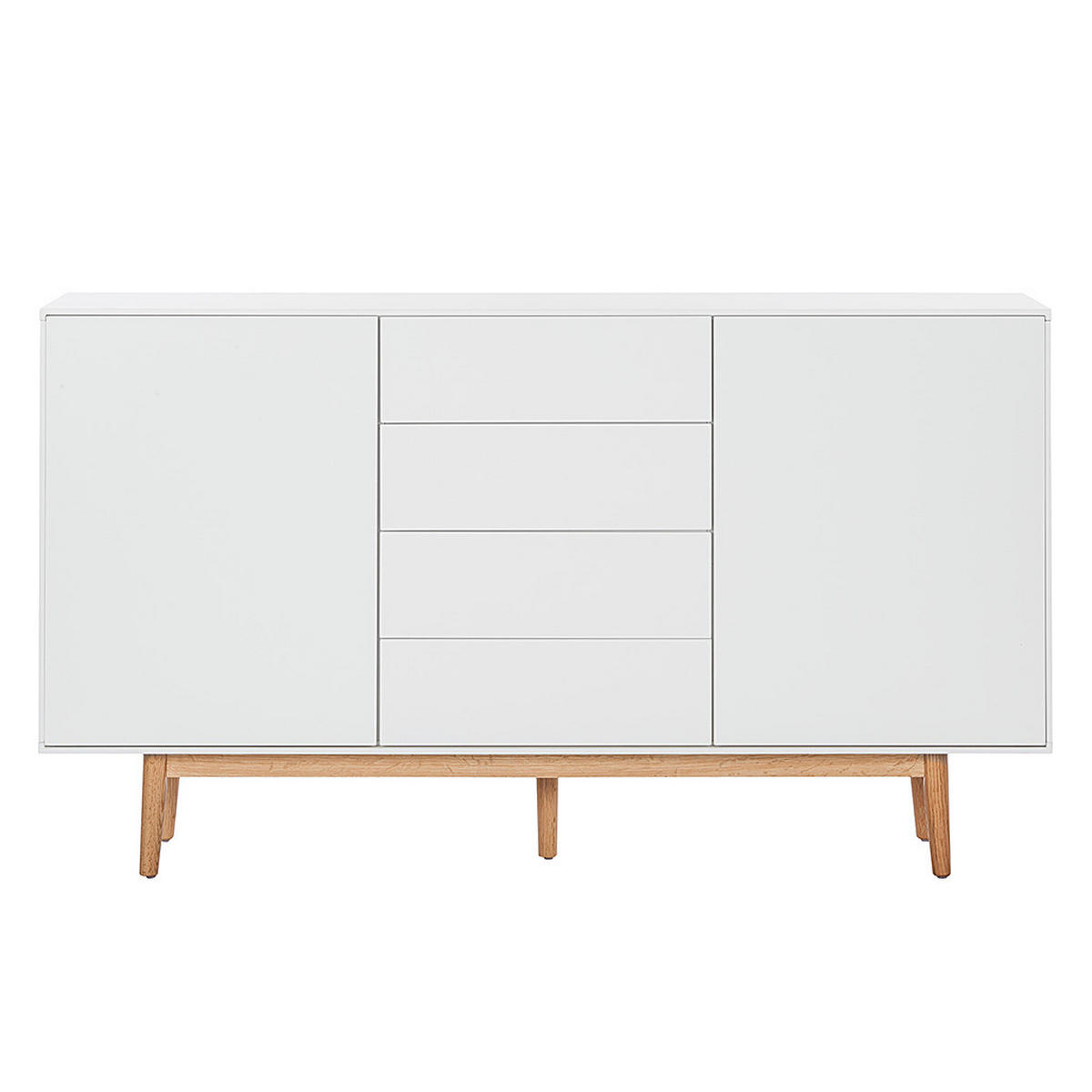 SIDEBOARD - Breite 160 cm - Eichefarben/Weiß, Holzwerkstoff (160/90/40cm) - home24