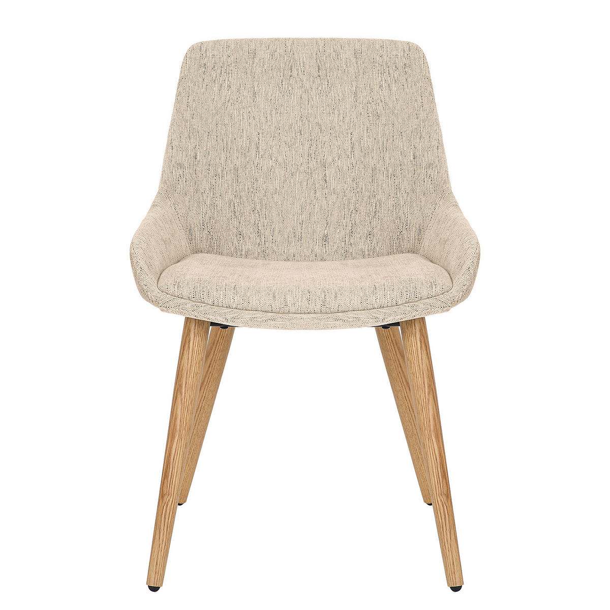 POLSTERSTUHL - Webstoff / Eiche massiv, 2er-Set - Beige, Textil (52/81/57cm) - home24