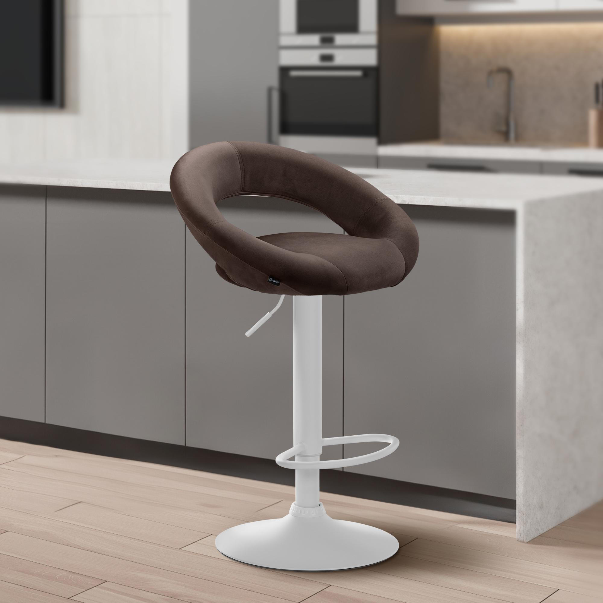 BARHOCKER Samt braun - Weiß/Braun, Textil/Metall (53/80/47cm) - CLP