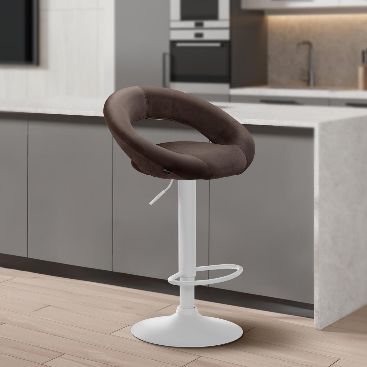 BARHOCKER Samt braun - Weiß/Braun, Textil/Metall (53/80/47cm) - CLP