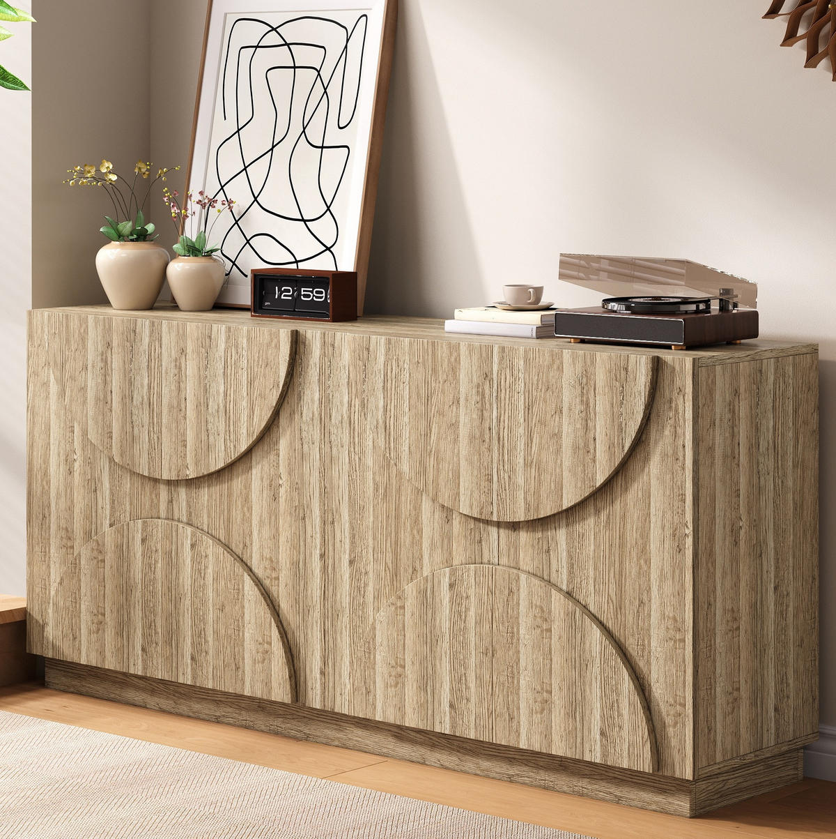 SIDEBOARD 160/40/80 cm aus Spanplatte mit geräuschlos öffnenden Türen Natur - Naturfarben, Holzwerkstoff (160/80/40cm) - Modenvie