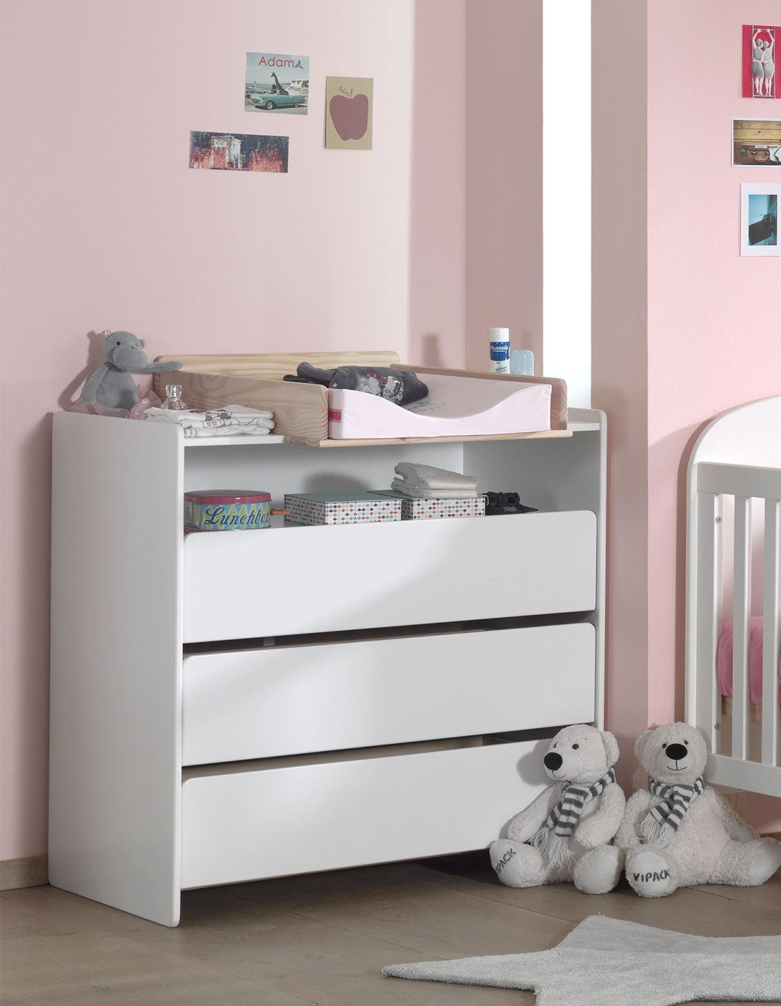 WICKELKOMMODE Karilynn 90x74x106 aus MDF+Holz in Weiß - Weiß, Holzwerkstoff (90/106/74cm) - 58aufmkessel