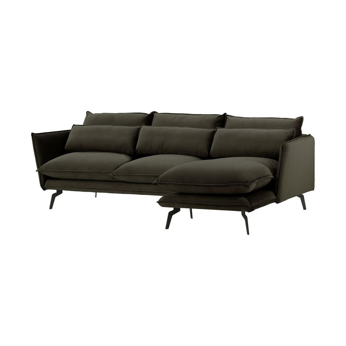 ECKSOFA Layla Rechts-Velluto 20 - Schwarz, Holz/Textil (278/160cm)
