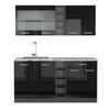 SINGLEKÜCHE R-Line Schwarz Hochglanz/Anthrazit 160 cm, AP Marmor - Schwarz Hochglanz/Anthrazit, Holzwerkstoff (160/81.6/60cm) - Vicco