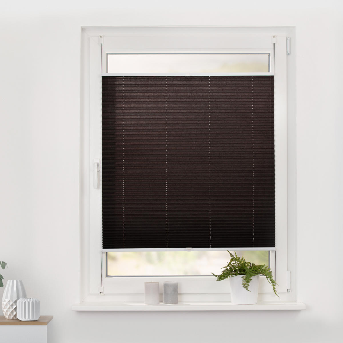 PLISSEE KLEMMFIX, OHNE BOHREN, VERSPANNT - Braun, Kunststoff (45/130cm) - Lichtblick Original
