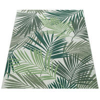 OUTDOOR Teppich Palmblättermuster Balkon, Terrasse schmutzabweisend Grün Rechteckig 160x230 - Grün, Textil (160/230cm) - KADIMA DESIGN