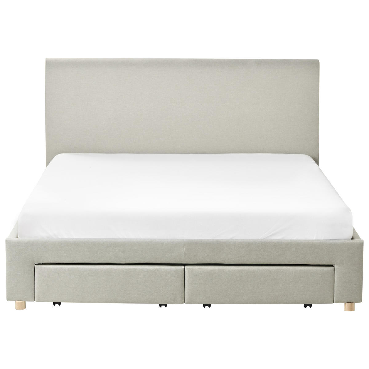 BETT mit Schubladen 160/200 cm Stoff Hellbraun Soutrin - Hellbraun, Textil (160/200cm) - Beliani