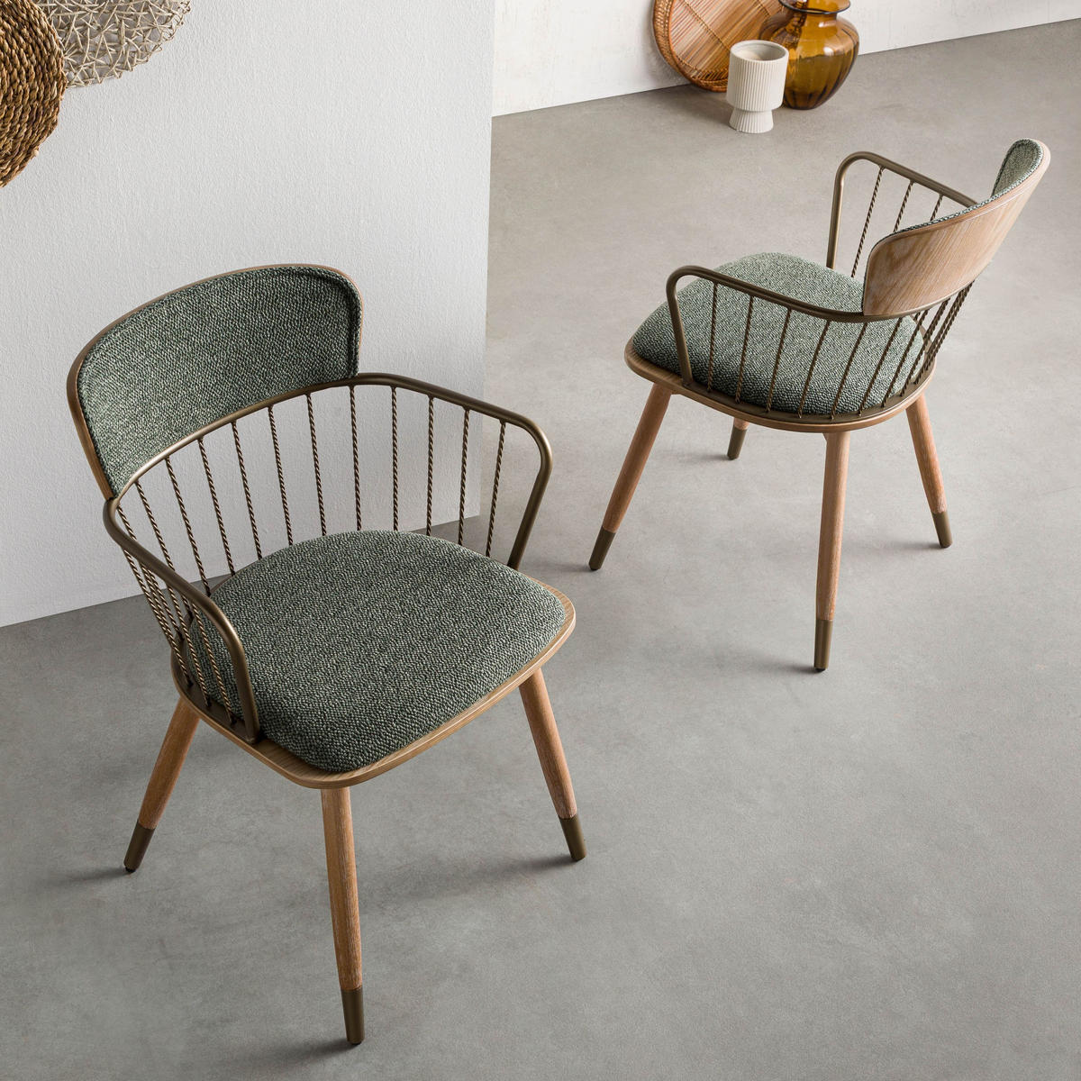 STUHL Massivholz 55 x 55 x 79 cm grün POLSTERSTÜHLE #02 - Grün, Kunststoff (55/79/55cm) - Massivmoebel24