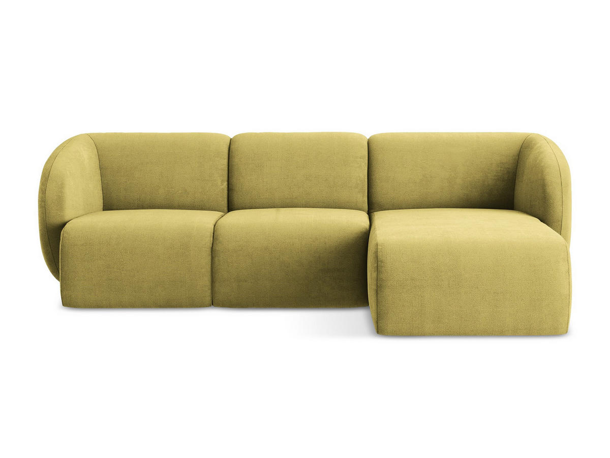 ECKSOFA Rechts Chenille Stoff Grün - Limette/Schwarz, Holzwerkstoff/Kunststoff (248/166cm) - Makamii