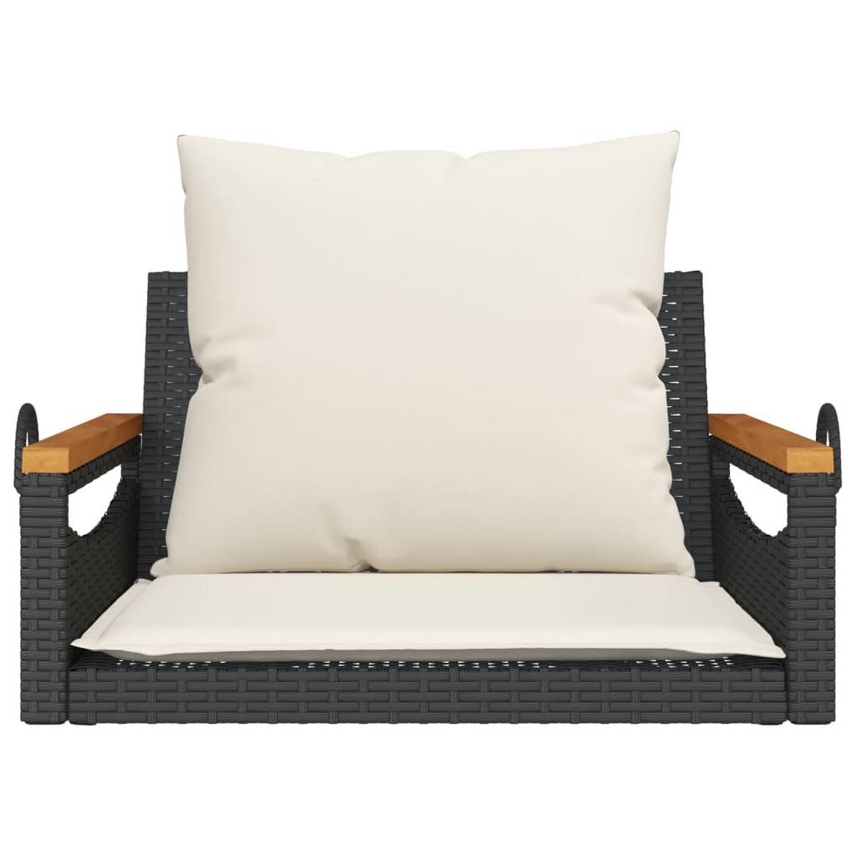 HÄNGESESSEL mit Kissen Schwarz 63x62x40 cm Poly Rattan - Schwarz, Holz (63/40/62cm) - furnicato