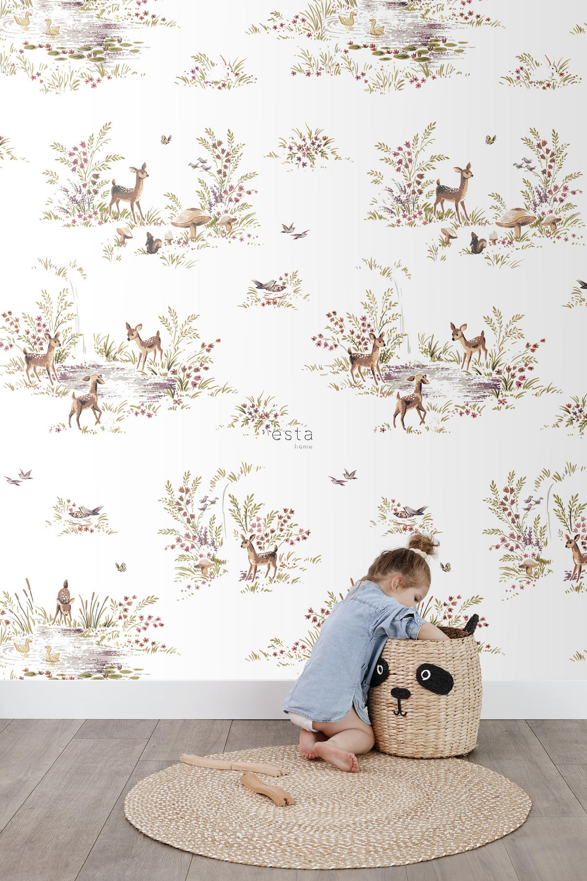 FOTOTAPETE Hirsche 200 x 279 cm - Weiß, Papier (200/279cm) - ESTAhome