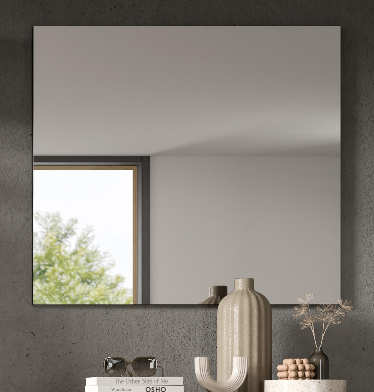 GARDEROBENSPIEGEL grau, Wandspiegel 80 x 73 cm - Grau, Glas/Holzwerkstoff (80/73/2cm) - Inn.Furn