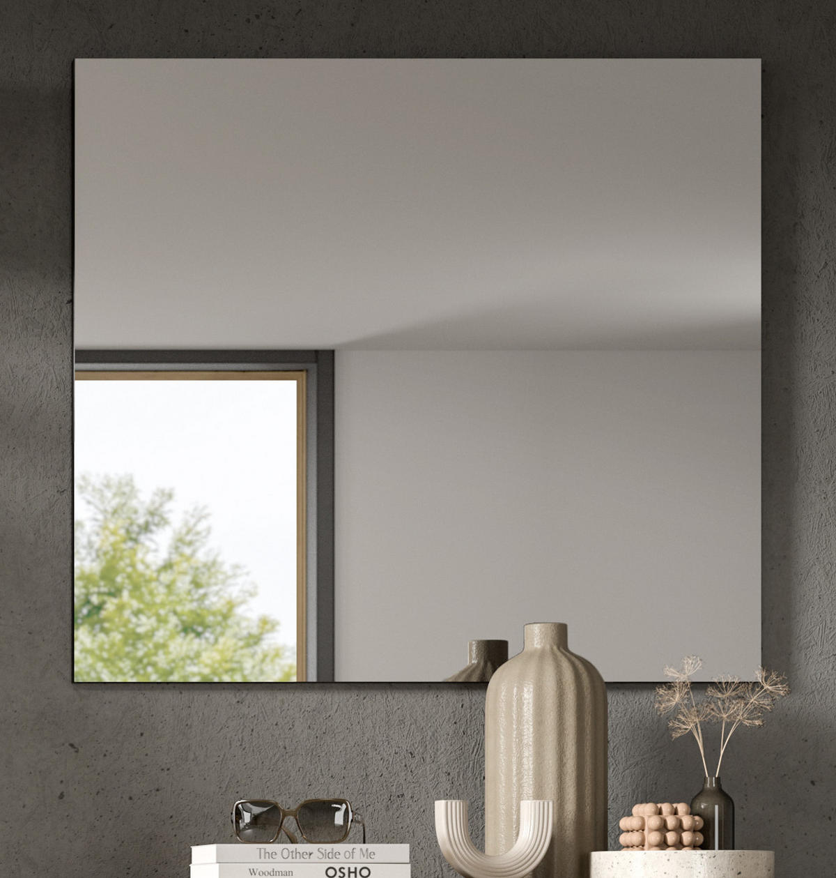 GARDEROBENSPIEGEL grau, Wandspiegel 80 x 73 cm - Grau, Glas/Holzwerkstoff (80/73/2cm) - Inn.Furn