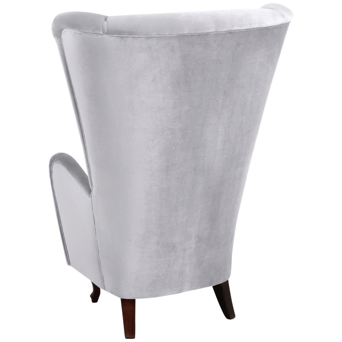 HOCHLEHNSESSEL Kailey Bezug Velourstoff Buche nussbaum dunkel / silber - Grau, Kunststoff (96/122/89cm) - 58aufmkessel