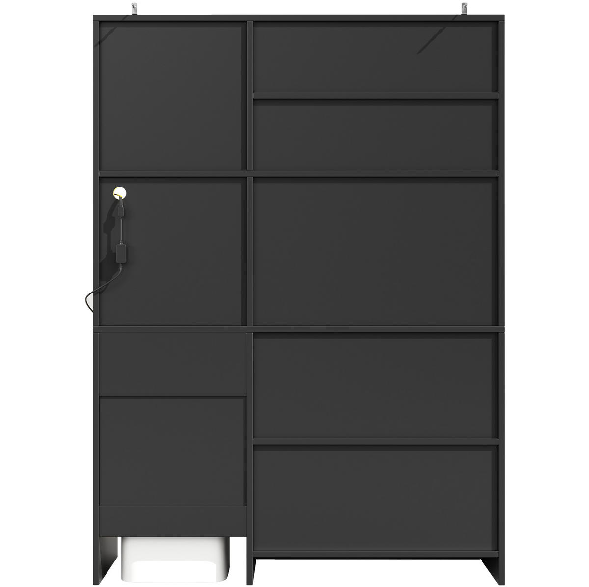 BUFFET 130/45/180 cm in Schwarz mit Glastüren und LED-Beleuchtung - Schwarz, Holzwerkstoff (130/180/45cm) - Flora Grace