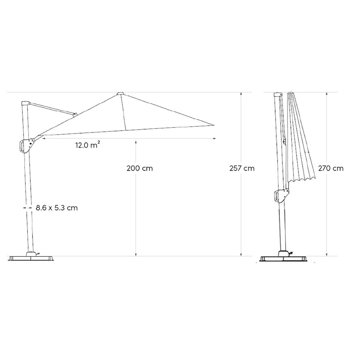 AMPELSCHIRM rechteckig 4 x 3 m Challenger T¹ Premium 360° kippbar schwarz/anthrazit - Schwarz, Metall (300/400cm) - Platinum