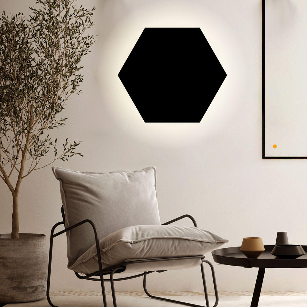 s.luce Led-Wandlampe Schwarz 55x4.4x55 cm