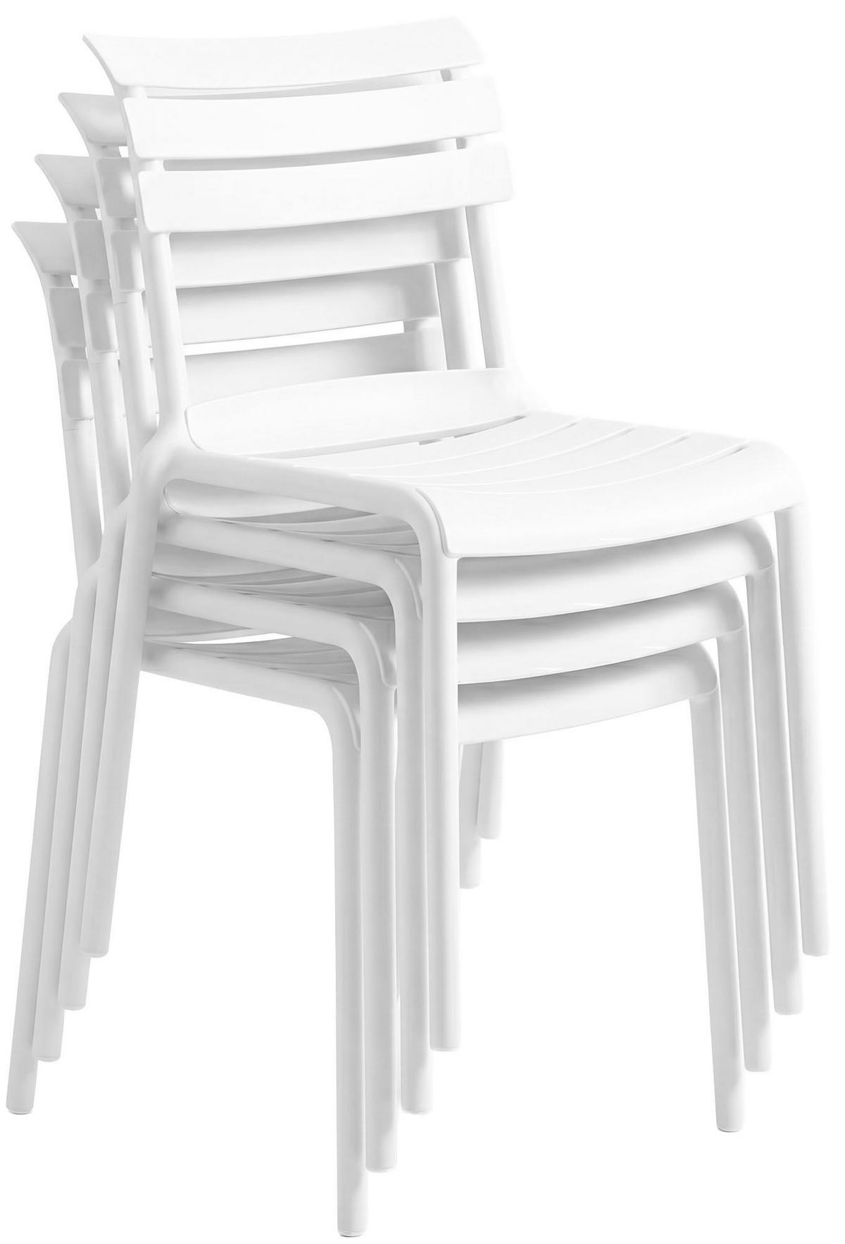 GARTENMÖBEL-SET Klara 4 Stühle 190x190x82cm Kunststoff Weiß Balkonset - Weiß, Kunststoff - DELUKE