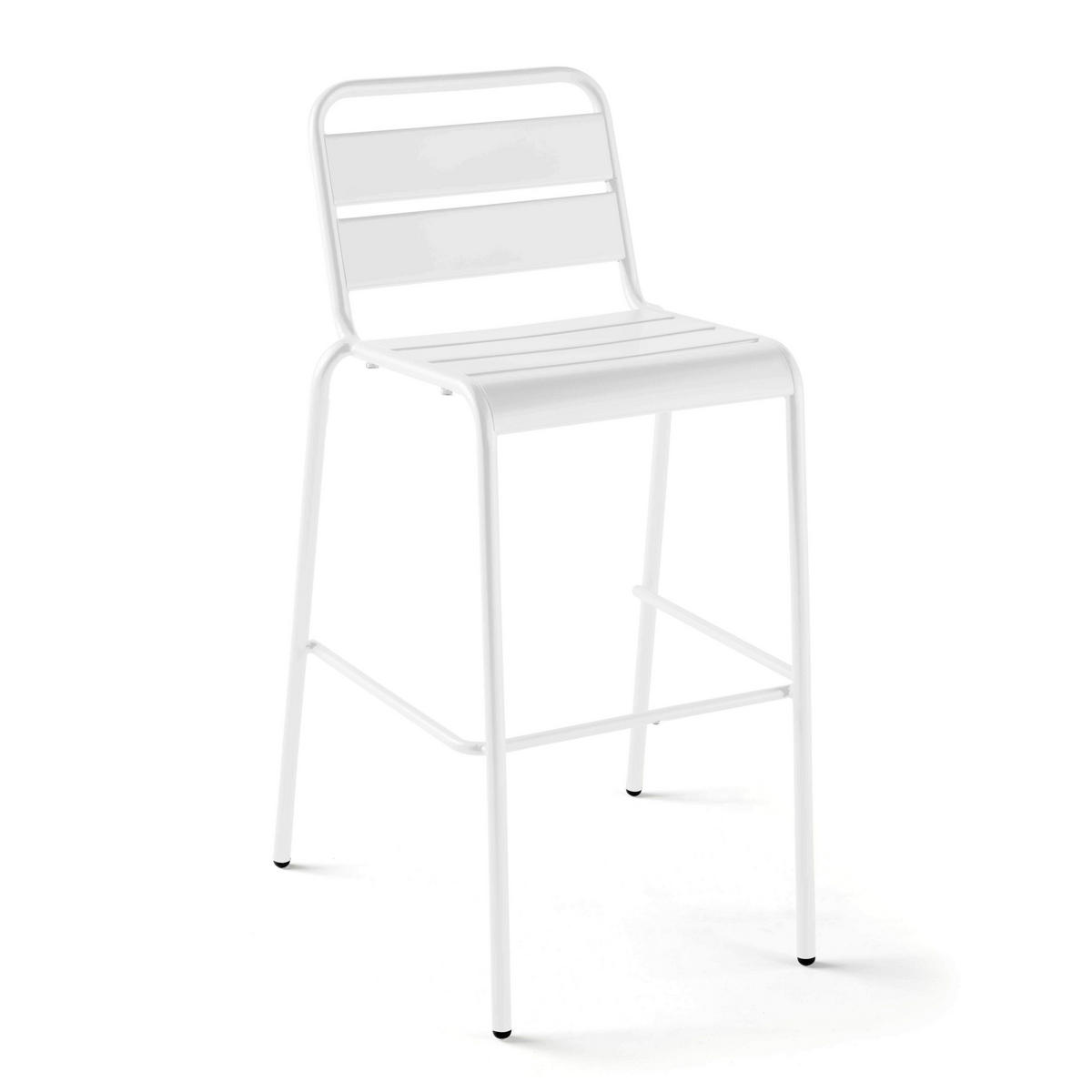 BARHOCKER, Weiß - Weiß, Metall (49/101/58cm) - Oviala