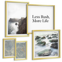 BILDER SET 5er Set - 50x50 cm & 20x30 cm & 40x60 cm Goldrahmen - Grüner Marmor Melancholie - Goldfarben, Kunststoff (40/60cm) - TULUP