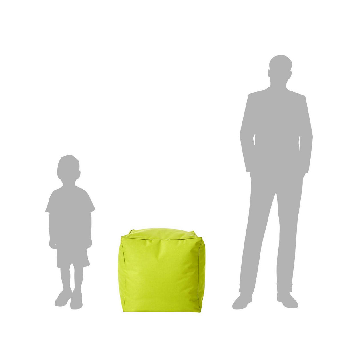 SITZSACK-HOCKER Pouf Cube 40x40x40cm - Hellgrün, Textil (40/40/40cm) - Green Bean