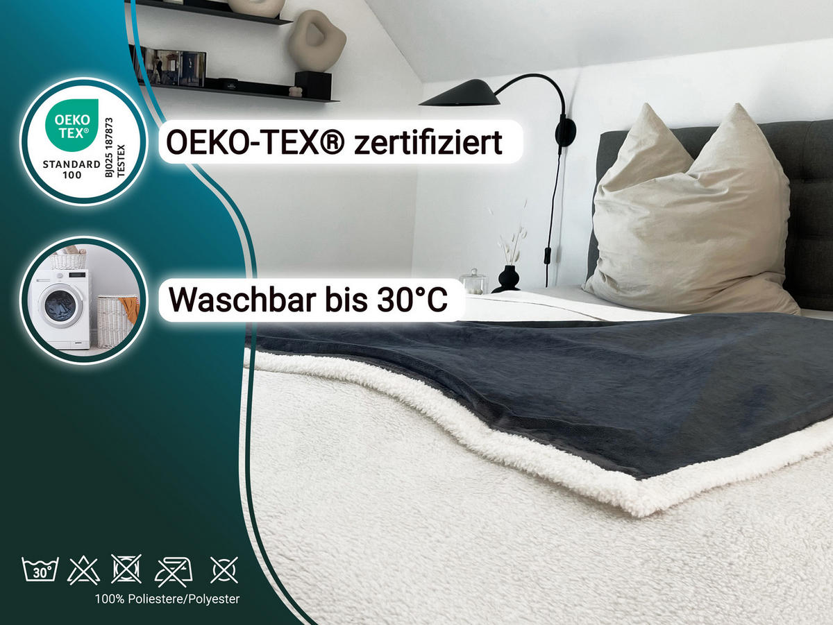 KUSCHELDECKE, 220x240 cm, 100% Polyester, Grau - Grau, Textil (220/240cm) - Zollner24