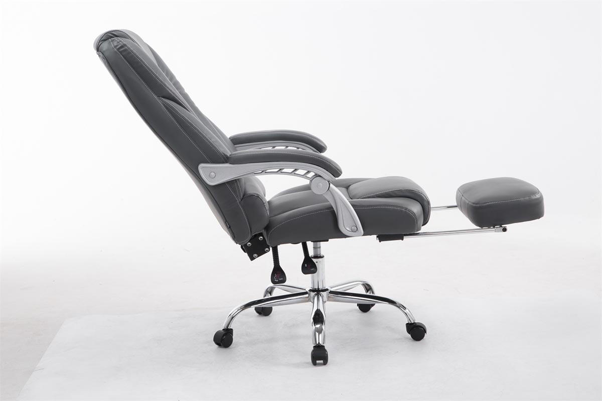 CHEFSESSEL Lederlook grau - Chromfarben/Grau, Textil/Metall (68/118/64cm) - CLP
