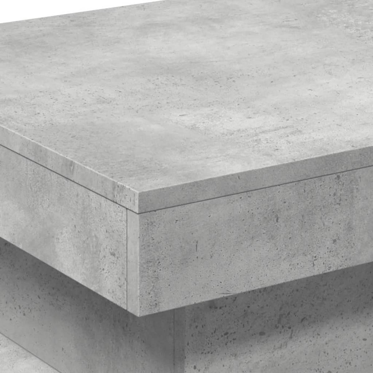 COUCHTISCH Moderner 50/50/40 cm aus Holzwerkstoff Betongrau mit Led-Leuchten - Hellgrau, Holz (50/50/40cm) - vidaXL