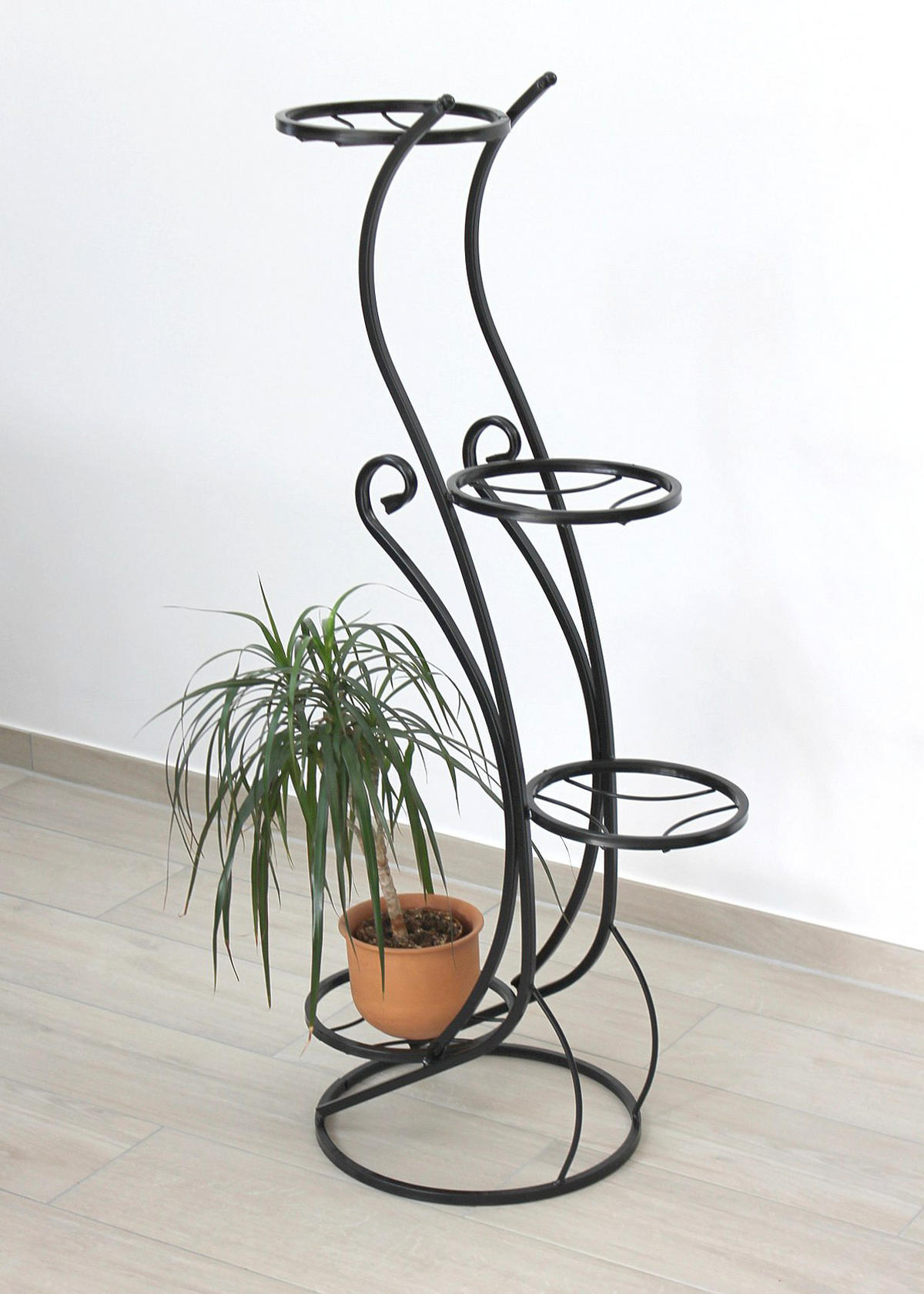 BLUMENTREPPE 4 Ablagen Metall Schwarz 54/37/96 cm - Schwarz, Metall (54/96/37cm) - DanDiBo