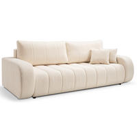 SOFA Creme ALOO Ausziehbar Mit Dekokissen - Beige, Textil (248/88/105cm) - Sepro Meble
