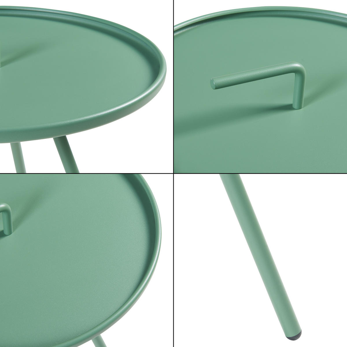 ZAHRADNÍ PŘÍDAVNÝ STOLEK Fosen - zelená barva, kov (42/42/55cm) - [en.casa]