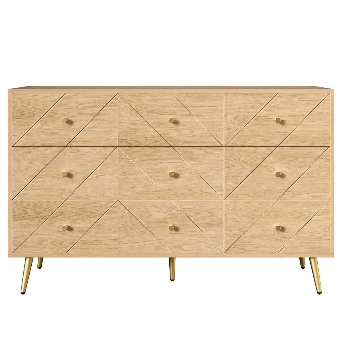 KOMODA z 9 predali v naravni barvi, 120/39/80 cm - naravne barve, leseni material (39/80/120cm) - OKMYHOME