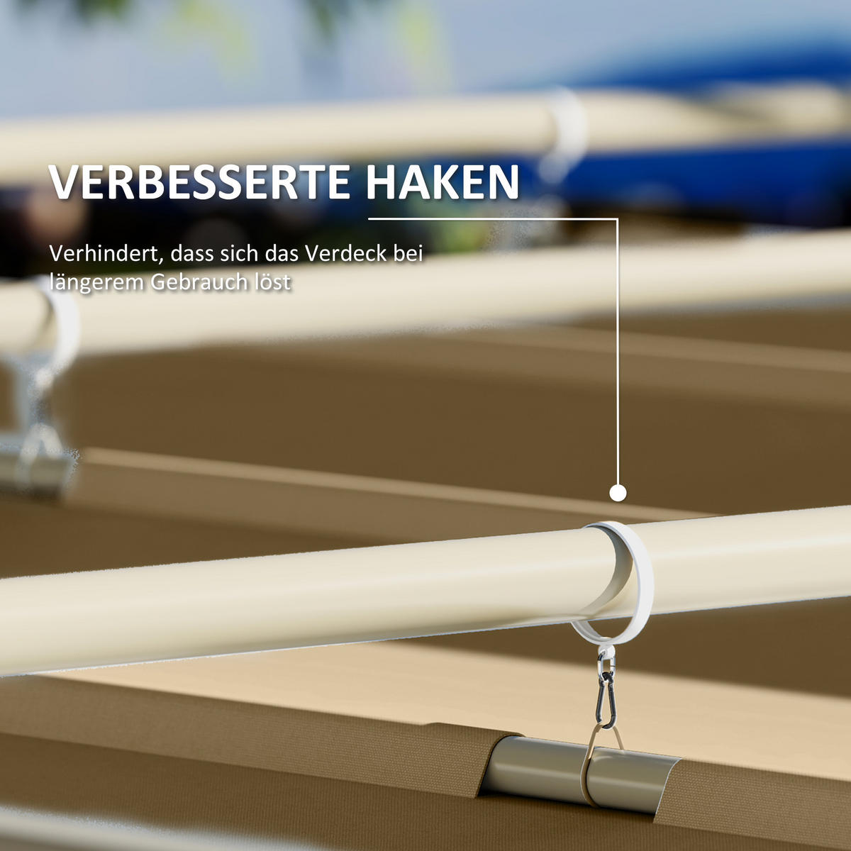 PERGOLA mit einziehbarem Dach Khaki 298/297/221 cm - Beige, Textil/Metall (297/221/298cm) - Outsunny