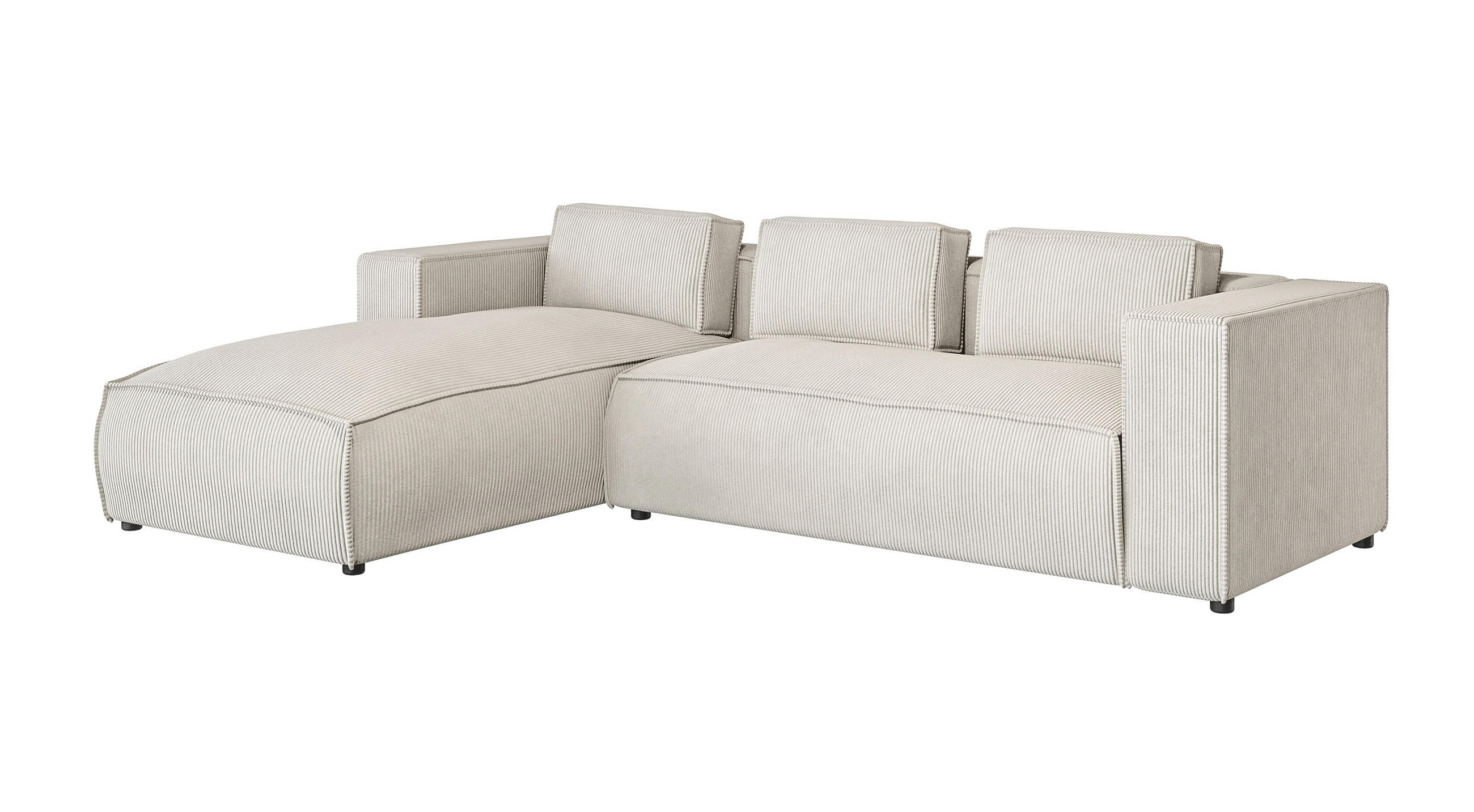 ECKSOFA Nova Beige Cord - Beige/Schwarz, Holz/Kunststoff (262/176cm) - S-Style Möbel