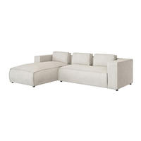 ECKSOFA Nova Beige Cord - Beige/Schwarz, Holz/Kunststoff (262/176cm) - S-Style Möbel