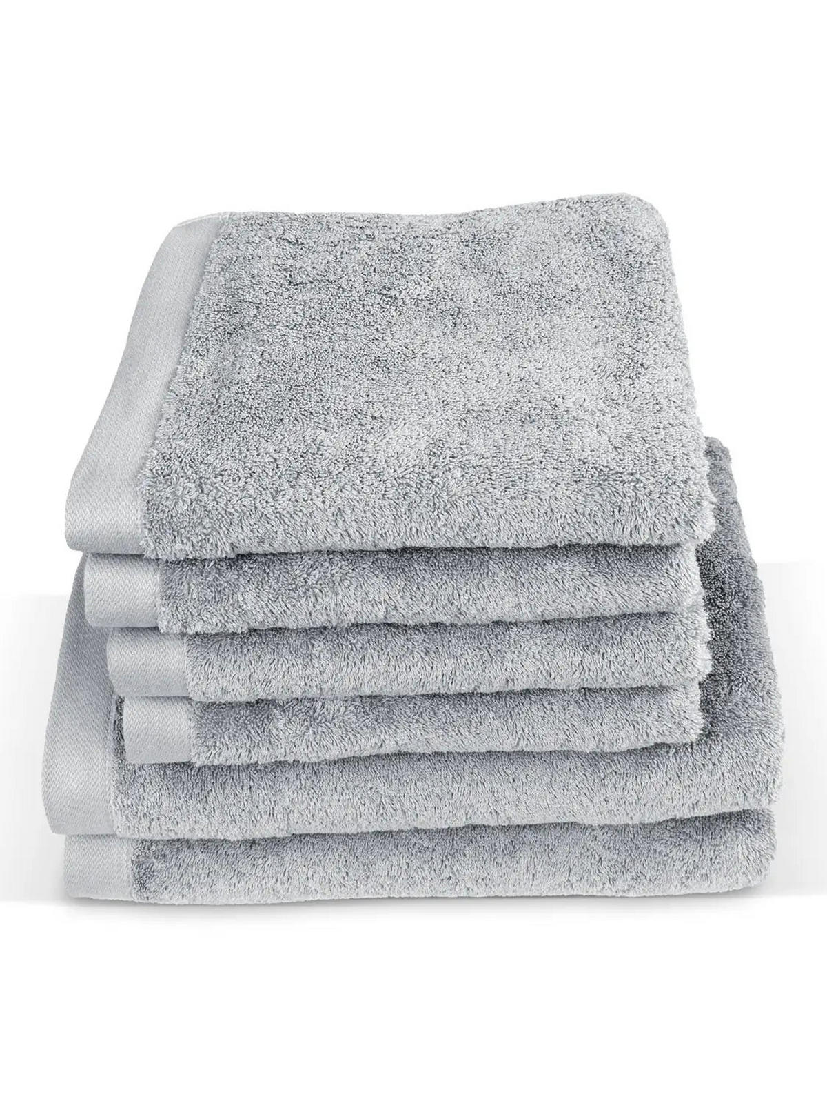 6ER Set Pura Silbergrau 2x Duschtuch + 4x Handtuch - Hellgrau, Textil (50/100cm) - Herzbach Home