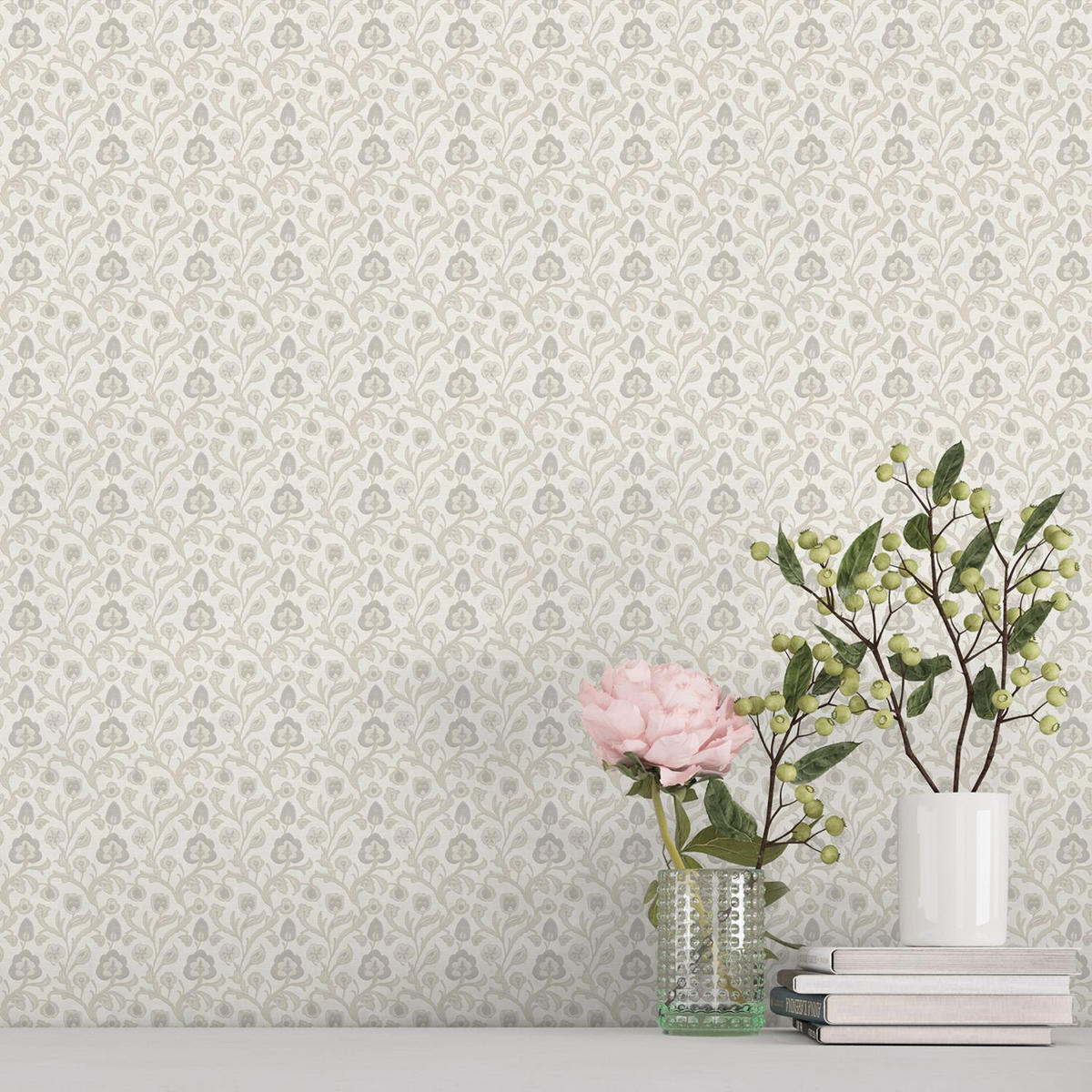 TAPETE Blumenmuster 53 cm x 10 m - Beige, Papier (53/1000cm) - Sanders & Sanders