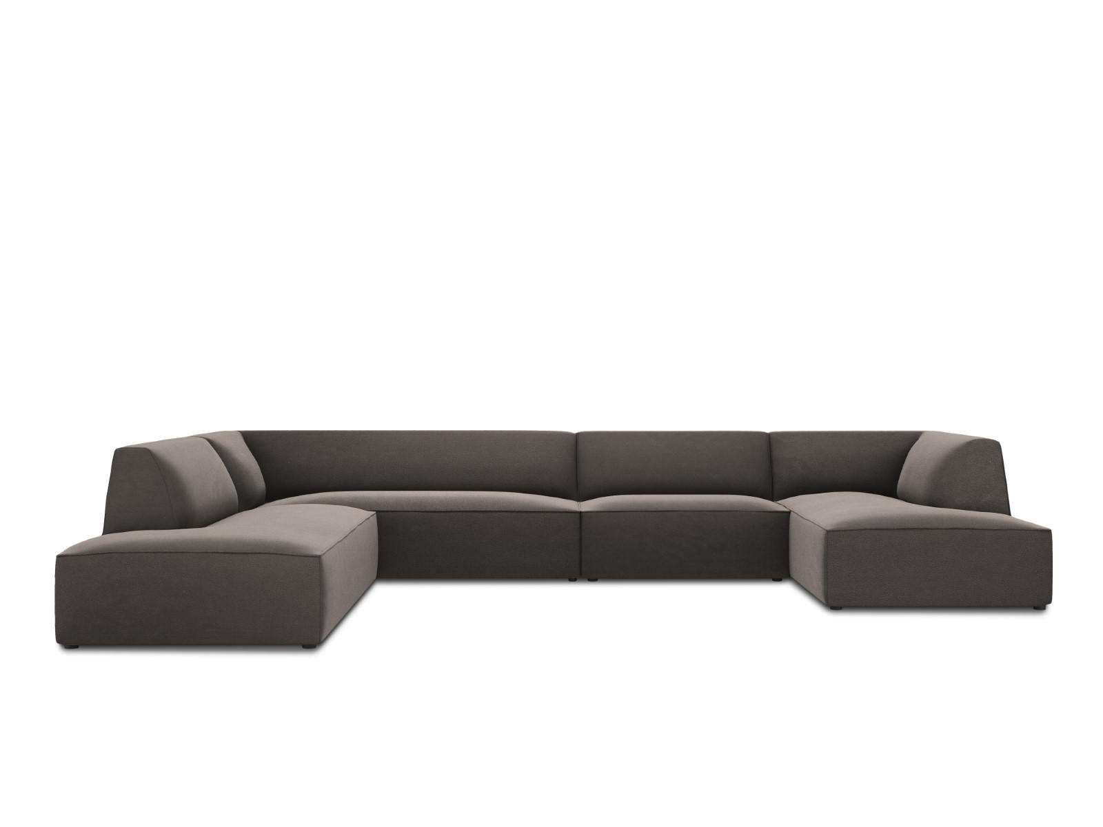 PANORAMASOFA links Ruby aus Samt dunkelgrau 7 Sitzplätze - Dunkelgrau, Textil (273/69/366cm) - Micadoni