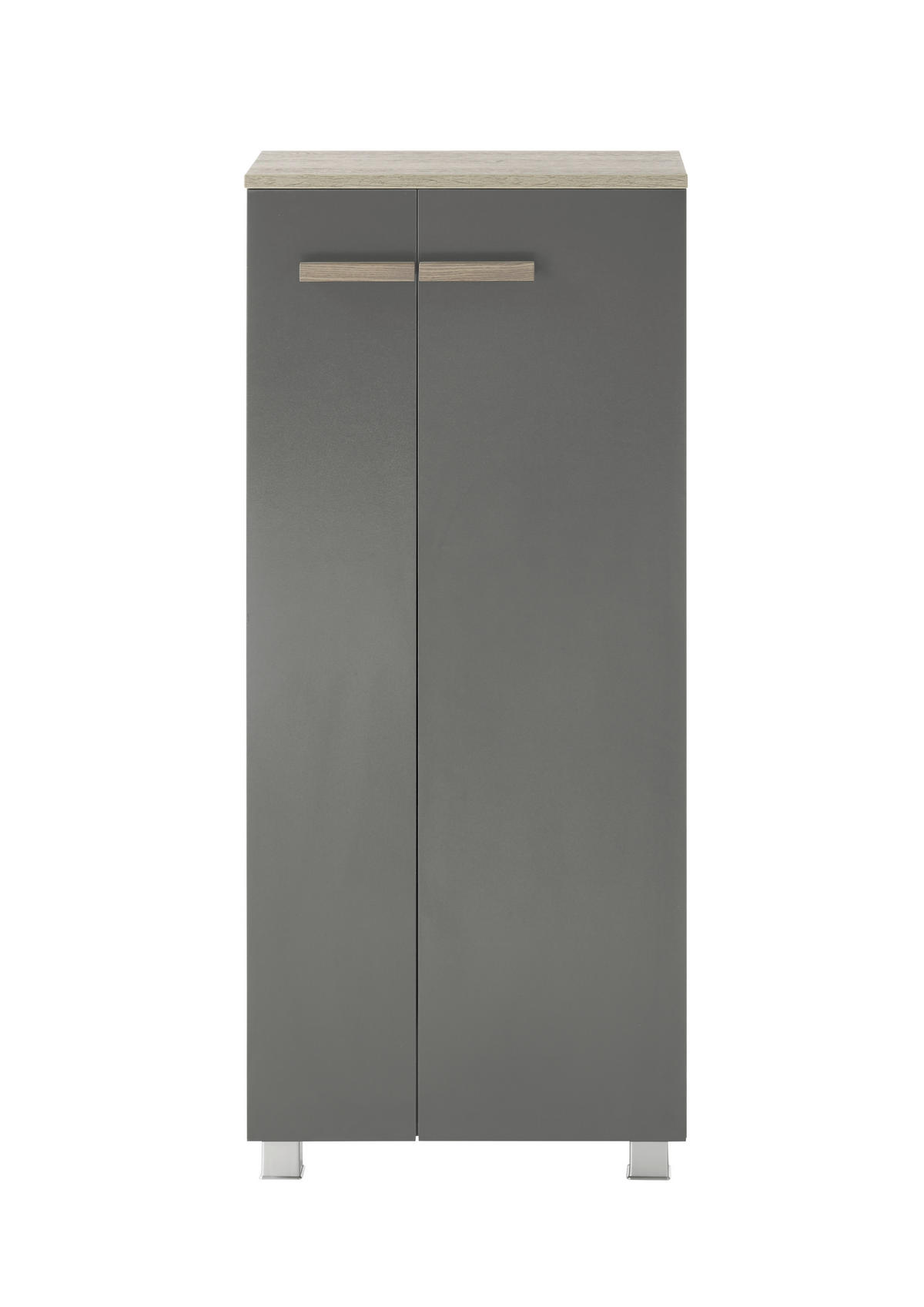 HOCHSCHRANK S12 Anthrazit Matt & Eiche Dekor 51/115/30 cm - Grau, Holzwerkstoff (51/115/30cm) - Livojo