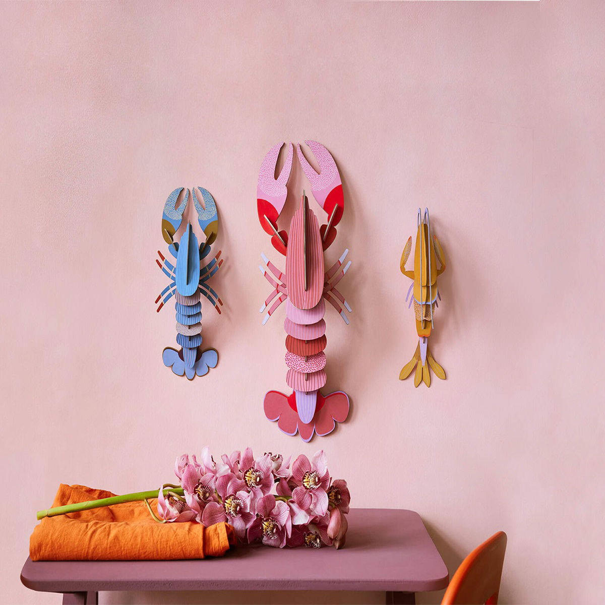 WANDDEKO Papier-Hummer 15/61 cm - Multicolor, Wellpappe (15/61/23cm) - KUNSTLOFT
