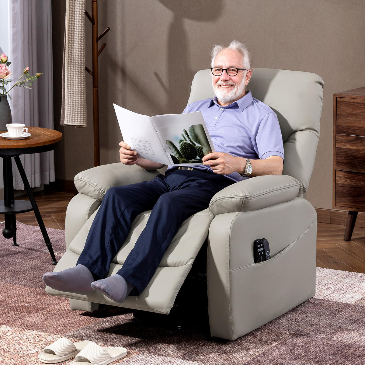 MASSAGESESSEL DE-15399 mit Massage und Heizung Grau - Hellgrau, Metall (89/103/94.5cm) - ComfortXL