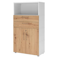 AKTENSCHRANK groß mit Schubladen 41,7/80/145,2 cm in Weiß/Wildeiche - Wildeiche/Weiß, Holzwerkstoff (80/145.2/41.7cm) - bümö