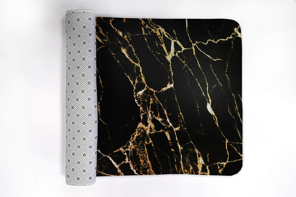 BADTEPPICH 90x60 cm Marmor-Muster - Schwarz, Textil (90/60cm) - TULUP